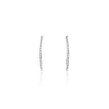 Boucles D'oreilles Grimpantes Fadoua Or Blanc Diamants - Pour Femme - Pierre en Diamant de forme Ronde - Motif Barrette - Histoire d'Or