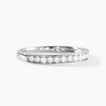 Demi Alliance Rhea Platine Blanc Diamant - Pour Femme - Pierre en Diamant de forme Ronde - Histoire d'Or