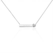 Collier Argent Rosule Oxydes De Zirconium - Pour Femme - Pierre en Oxyde de Zirconium de forme Ronde - Motif Rectangle - Histoire d'Or