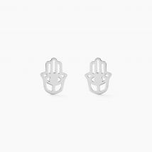 Boucles D'oreilles Puces Abby Argent Blanc - Pour Femme - Histoire d'Or