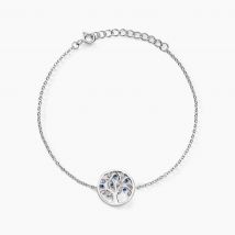 Bracelet Alive Argent Blanc Oxyde De Zirconium - Pour Femme - Pierre en Oxyde de Zirconium de forme Ronde - Motif Arbre de vie - Histoire d'Or