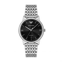 Montre Emporio Armani Noir - Boîtier Blanc - Cadran Noir - Bracelet Argenté - Mécanisme en Automatique - Pour Homme - Histoire d'Or