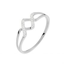 Bague Loula Or Blanc Diamant - Pour Femme - Pierre en Diamant de forme Ronde - Motif Vague - Histoire d'Or