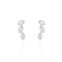 Boucles D'oreilles Grimpantes Elohane Argent Blanc Oxyde De Zirconium - Pour Femme - Histoire d'Or