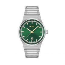 Montre Boss Candor Vert - Boîtier Argenté - Cadran Vert - Bracelet Argenté - Mécanisme en Quartz - Pour Unisex - Histoire d'Or