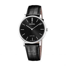 Montre Festina Swiss Made 39 Noir - Boîtier Blanc - Cadran Noir - Bracelet Noir - Mécanisme en Quartz - Pour Homme - Histoire d'Or