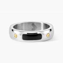 Bague Jourdan Louka Acier Argenté Onyx - Pour Homme - Histoire d'Or