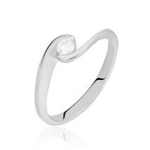 Bague Solitaire Vrille Or Blanc Diamant - Pour Femme - Pierre en Diamant de forme Ronde - Histoire d'Or