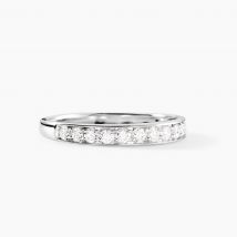 Demi Alliance Rhea Platine Blanc Diamant - Pour Femme - Pierre en Diamant de forme Ronde - Histoire d'Or
