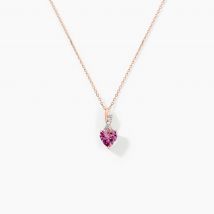 Collier Or Rose Clothilde Rhodolite - Pour Femme - Pierre en Rhodolite de forme Coeur - Histoire d'Or