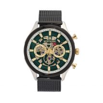 Montre Montignac Round Vert - Boîtier Blanc - Cadran Vert - Bracelet Noir - Mécanisme en Quartz - Pour Homme - Histoire d'Or