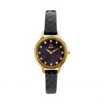 Montre O Watch Tiny Noir - Boîtier Jaune - Cadran Noir - Bracelet Noir - Mécanisme en Quartz - Pour Femme - Histoire d'Or