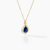 Collier Or Jaune Angelika Saphir - Pour Femme - Pierre en Saphir de forme Poire - Histoire d'Or