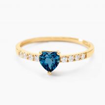 Bague Love Ring Or Jaune Topaze Oxyde De Zirconium - Pour Femme - Pierre en Topaze de forme Coeur - Motif Cœur - Histoire d'Or