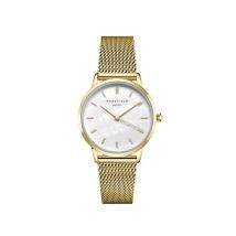 Montre Rosefield Pearl Edit Blanc - Boîtier Jaune - Cadran Blanc - Bracelet Doré - Mécanisme en Quartz - Pour Femme - Histoire d'Or