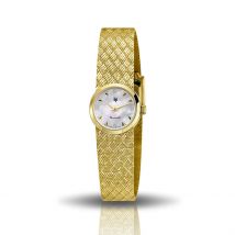 Montre Lip Henriette Nacre Blanche - Boîtier Jaune - Cadran Bicolore - Bracelet Doré - Mécanisme en Quartz - Pour Femme - Histoire d'Or