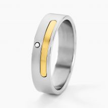 Bague Jourdan Ahou Acier Blanc Diamant - Pour Homme - Pierre en Diamant de forme Ronde - Histoire d'Or