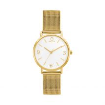 Montre O Watch Smart Blanc - Boîtier Jaune - Cadran Blanc - Bracelet Doré - Mécanisme en Quartz - Pour Femme - Histoire d'Or