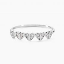 Bague Declaration Argent Blanc Oxyde De Zirconium - Pour Femme - Pierre en Oxyde de Zirconium de forme Ronde - Motif Cœur - Histoire d'Or