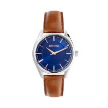 Montre Arctik Atome Bleu - Boîtier Blanc - Cadran Blanc - Bracelet Marron - Mécanisme en Quartz - Pour Homme - Histoire d'Or