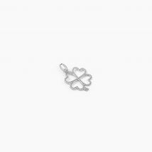 Pendentif Koulmia Trefle Diamante Or Blanc - Pour Femme - Histoire d'Or