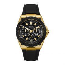 Montre Guess Legacy Noir - Boîtier Jaune - Cadran Noir - Bracelet Noir - Mécanisme en Quartz - Pour Homme - Histoire d'Or