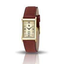 Montre Lip Churchill T24 Champagne - Boîtier Jaune - Cadran Champagne - Bracelet Marron - Mécanisme en Quartz - Pour Femme - Histoire d'Or