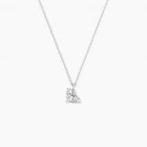 Collier Amalthee Argent Blanc Oxyde De Zirconium - Pour Femme - Pierre en Oxyde de Zirconium de forme Ronde - Motif Zodiaque-Vierge - Histoire d'Or