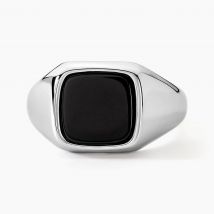Chevalière Renelia Argent Blanc Blanc Onyx - Pour Femme - Pierre en Pierre d'Imitation de forme Carré - Motif Carrée - Histoire d'Or