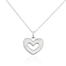 Collier Clarity Argent Blanc Nacre - Pour Femme - Pierre en Nacre de forme Coeur - Motif Cœur - Histoire d'Or