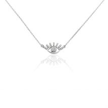 Collier Pauwel Argent Oxyde - Pour Femme - Pierre en Oxyde de Zirconium de forme Ronde - Motif Oeil - Histoire d'Or