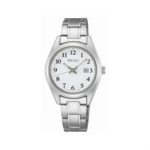 Montre Seiko Classique Blanc - Boîtier Blanc - Cadran Blanc - Bracelet Argenté - Mécanisme en Quartz - Pour Femme - Histoire d'Or
