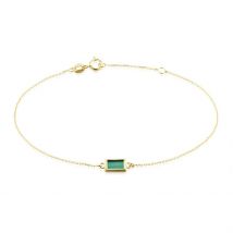 Bracelet Hallie Or Jaune Malachite - Pour Femme - Pierre en Malachite de forme Rectangle - Motif Rectangle - Histoire d'Or