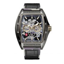 Montre Montignac Tonneau Noir - Boîtier Gris - Cadran Noir - Bracelet Noir - Mécanisme en Quartz - Pour Homme - Histoire d'Or