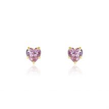 Boucles D'oreilles Puces Daria Or Jaune Oxyde - Pour Femme - Pierre en Oxyde de Zirconium de forme Coeur - Histoire d'Or