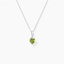 Collier Or Blanc Clothilde Péridot - Pour Femme - Pierre en Péridot de forme Coeur - Motif Cœur - Histoire d'Or