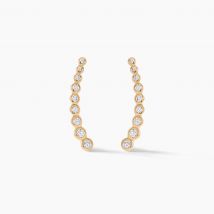 Boucles D'oreilles Grimpantes Plaqué Or Jaune Nazeli Oxyde - Pour Femme - Pierre en Oxyde de Zirconium de forme Ronde - Histoire d'Or