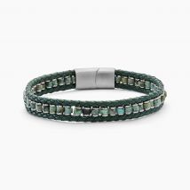 Bracelet Alassio Acier Blanc Turquoise - Pour Homme - Pierre en Turquoise de forme Rectangle - Histoire d'Or