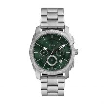 Montre Fossil Machine Vert - Boîtier Blanc - Cadran Vert - Bracelet Argenté - Mécanisme en Quartz - Pour Homme - Histoire d'Or