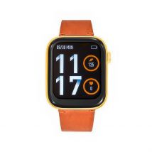 Montre Connectée Tekday - Boîtier Jaune - Cadran Noir - Bracelet Cognac - Mécanisme en Quartz - Pour Famille - Histoire d'Or
