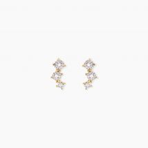 Boucles D'oreilles Puces Xene Or Jaune Diamant - Pour Femme - Pierre en Diamant de forme Ronde - Histoire d'Or