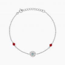 Bracelet Umah Argent Blanc Corail Oxyde De Zirconium - Pour Femme - Pierre en Corail de forme Ronde - Motif Arabesque - Histoire d'Or