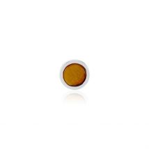 Boucle D'oreille Puce Unitaire Acier Blanc Maarten Oeilo De Tigre - Pour Homme - Pierre en Quartz de forme Ronde - Motif Cercle - Histoire d'Or