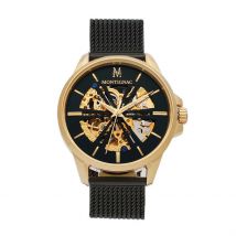 Montre Montignac Round Automatique Noir - Boîtier Jaune - Cadran Noir - Bracelet Noir - Mécanisme en Automatique - Pour Homme - Histoire d'Or