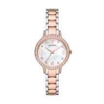 Montre Emporio Armani Blanc - Boîtier Rose - Cadran Blanc - Bracelet Bicolore - Mécanisme en Quartz - Pour Femme - Histoire d'Or