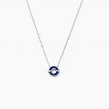 Collier Serafine Argent Blanc Lapis Lazuli Oxyde - Pour Femme - Pierre en Lapis lazuli de forme Ovale - Motif Cercle - Histoire d'Or