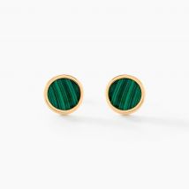 Boucles D'oreilles Puces Florica Or Jaune Malachite - Pour Femme - Histoire d'Or