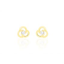 Boucles D'oreilles Puces Eleanor Fleur Or Jaune Oxyde De Zirconium - Pour Femme - Histoire d'Or