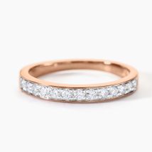 Demi-alliance Rhea Or Rose Diamant - Pour Femme - Pierre en Diamant de forme Ronde - Histoire d'Or