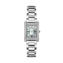 Montre Emporio Armani Nacre Blanche - Boîtier Blanc - Cadran Bicolore - Bracelet Argenté - Mécanisme en Quartz - Pour Femme - Histoire d'Or